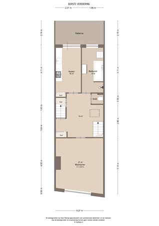 Floorplan - Vlietskant 21B, 4141 CK Leerdam